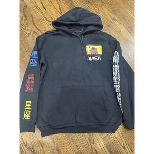 Hyper Space NASA Astronaut Hoodie Black Mens Large Graphic Pullover Sweatshirt